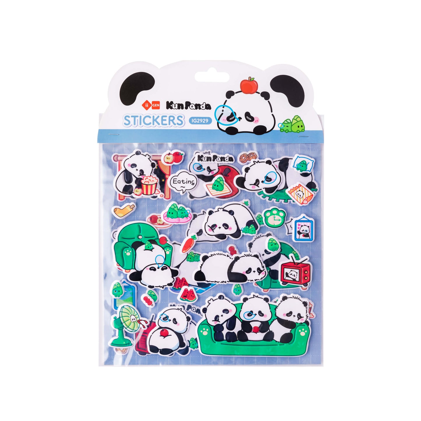 Kun Panda Bubble Stickers 2Pcs Inside