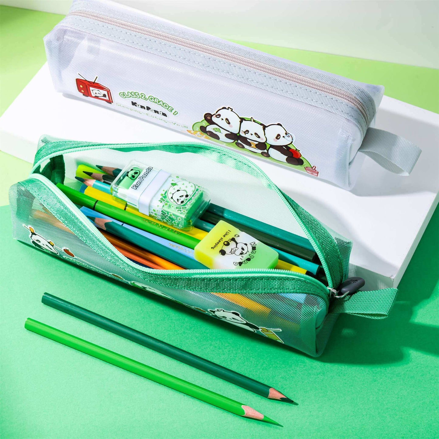 Kun Panda Mesh Pencil Pouch