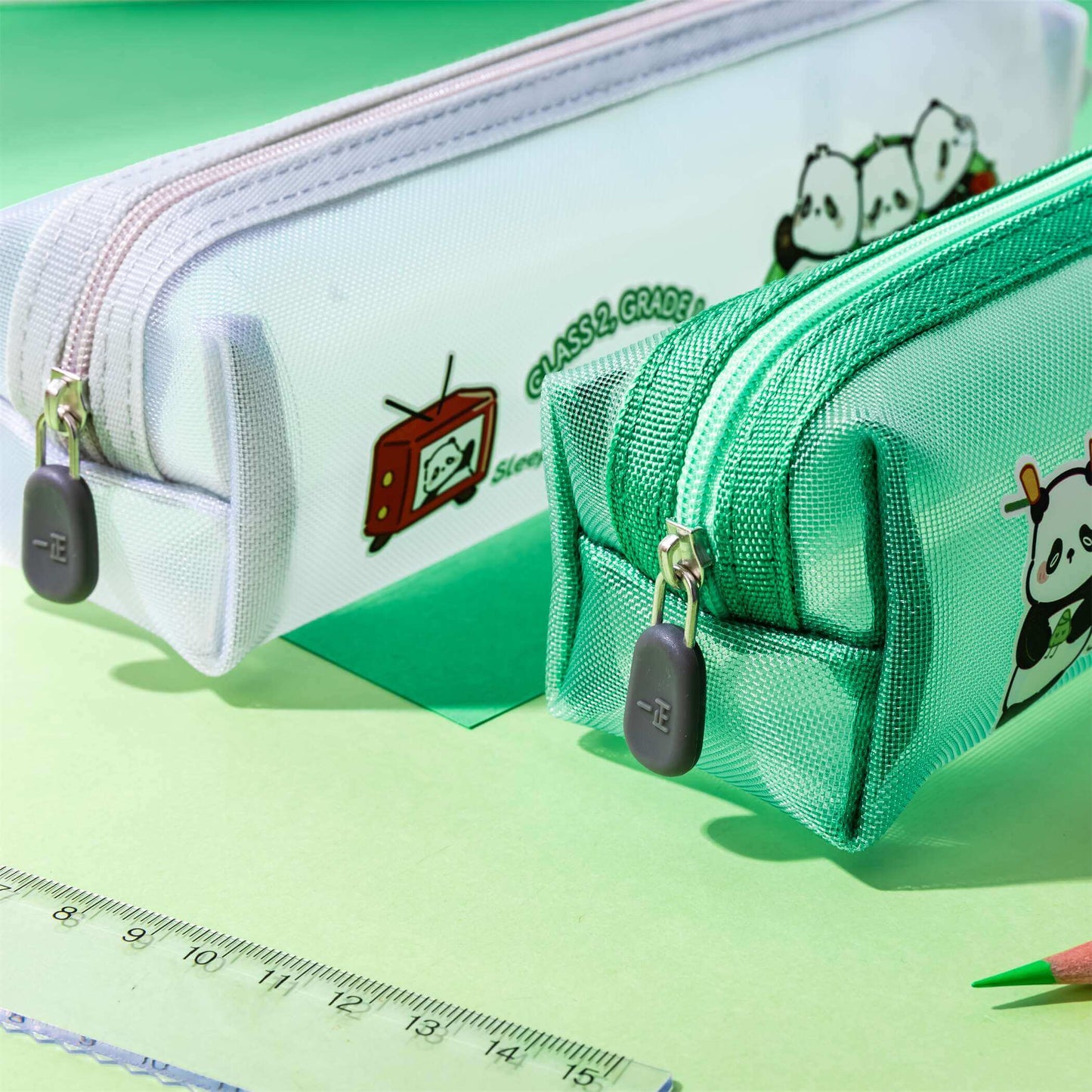 Kun Panda Mesh Pencil Pouch
