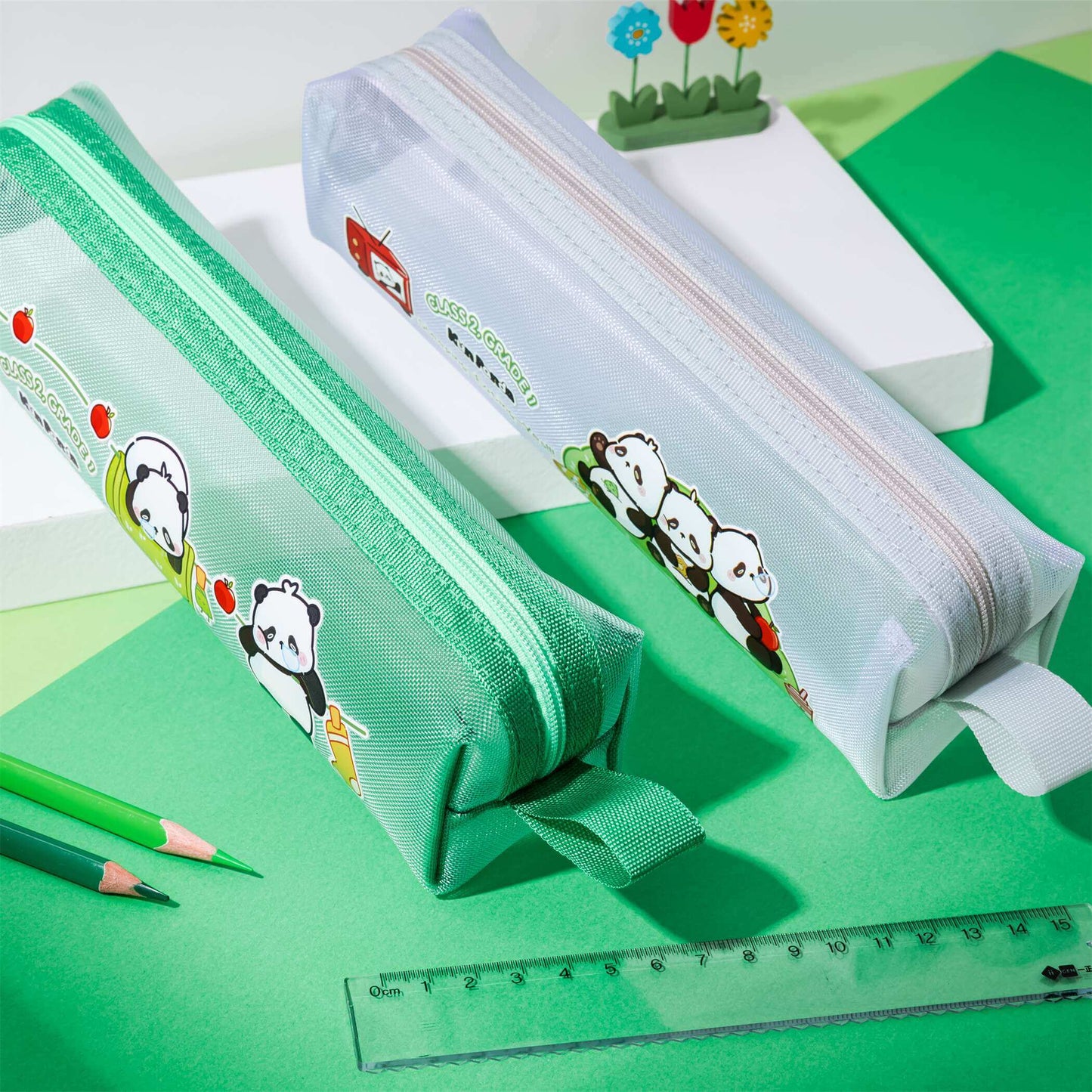 Kun Panda Mesh Pencil Pouch