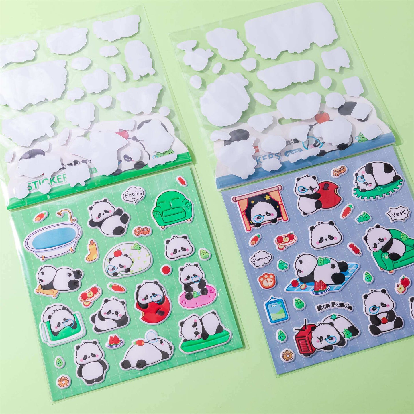 Kun Panda Bubble Stickers 2Pcs Inside