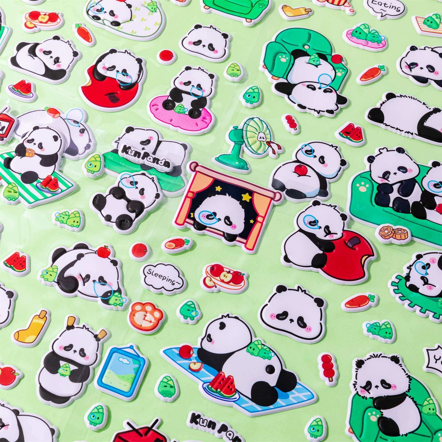 Kun Panda Bubble Stickers 2Pcs Inside
