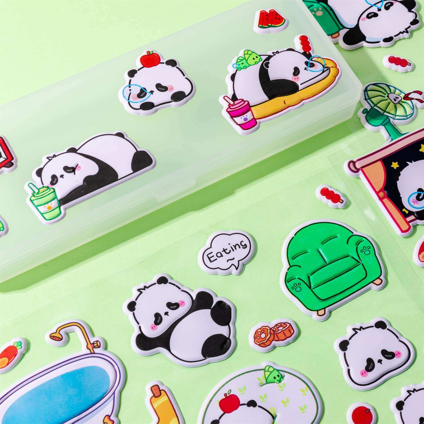 Kun Panda Bubble Stickers 2Pcs Inside
