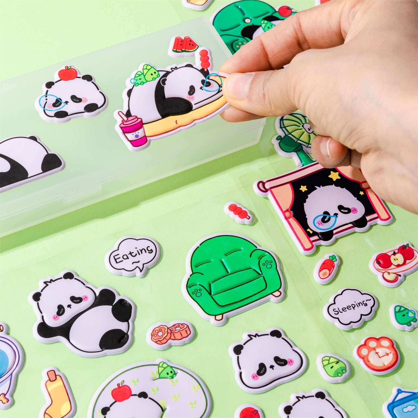 Kun Panda Bubble Stickers 2Pcs Inside