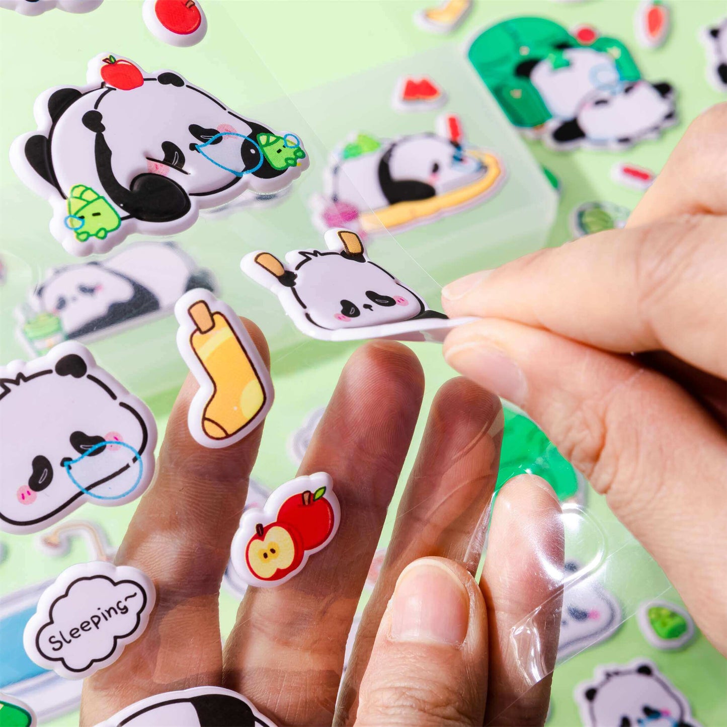 Kun Panda Bubble Stickers 2Pcs Inside