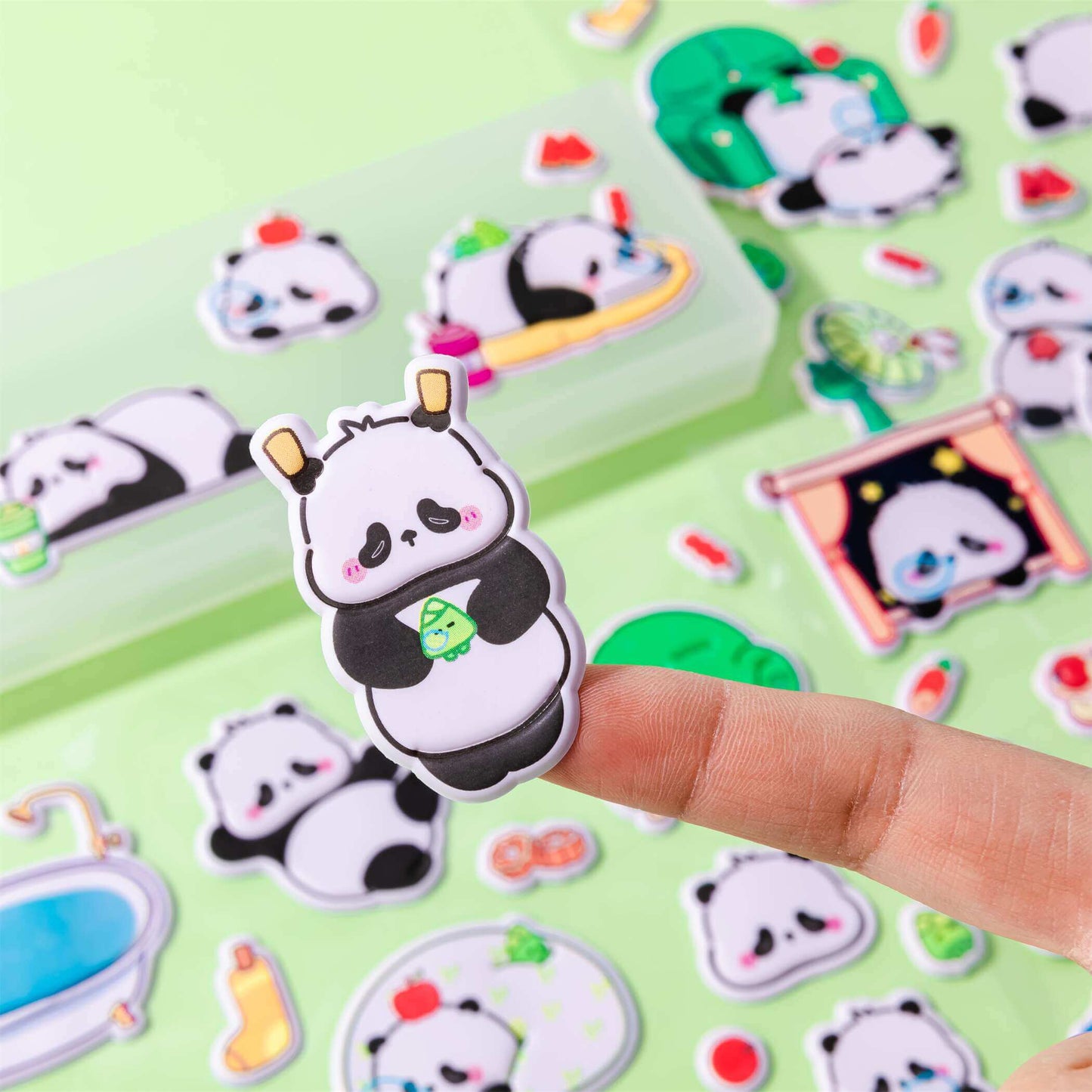Kun Panda Bubble Stickers 2Pcs Inside