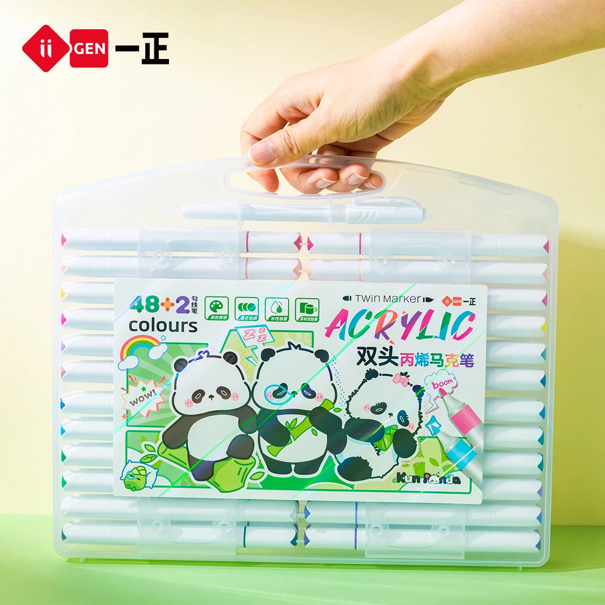 iiGEN Kun Panda Acrylic Markers Double Heads 48+2 line markers