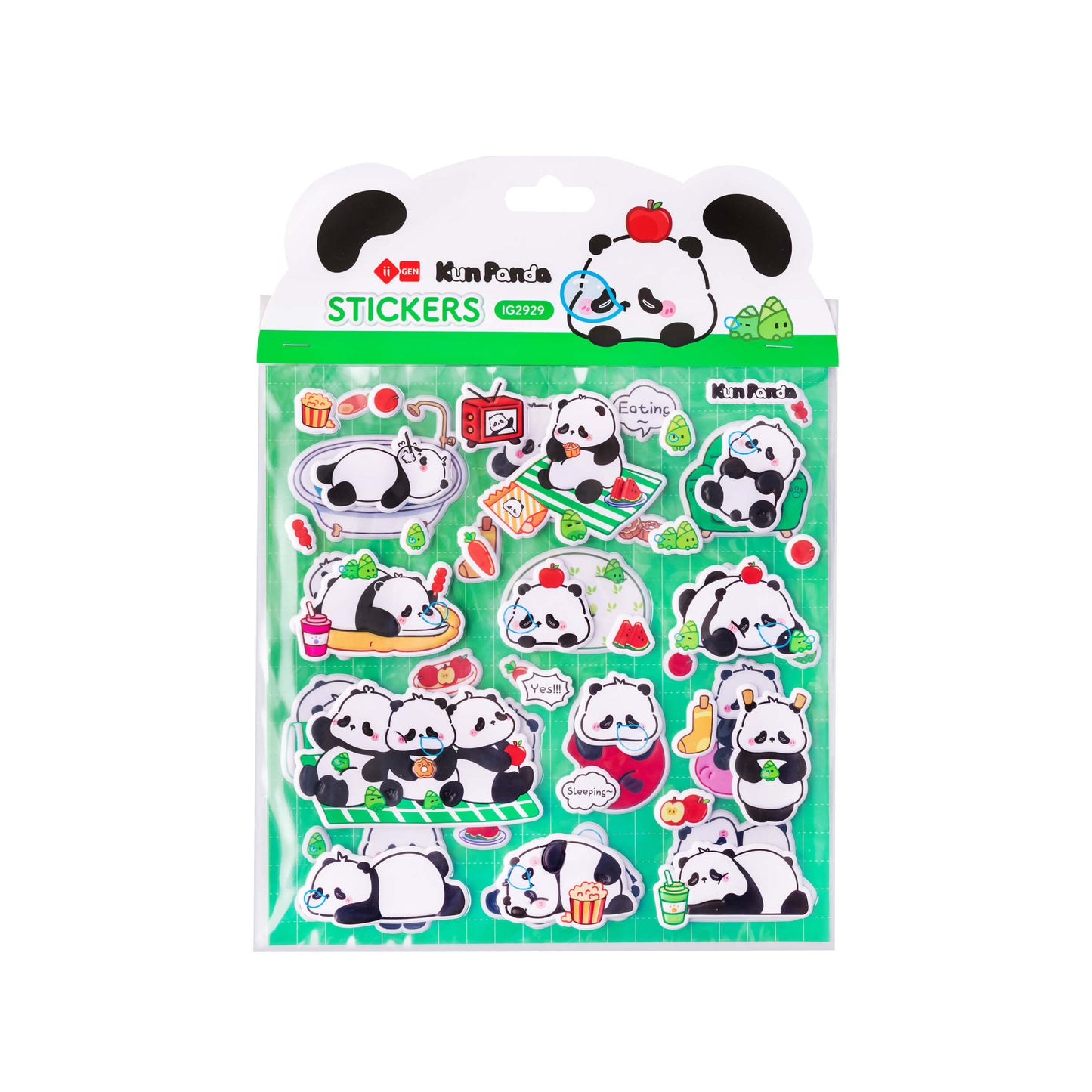 Kun Panda Bubble Stickers 2Pcs Inside