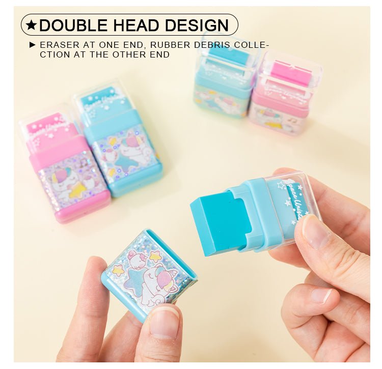 Shaving Roller Case Unicorn Pencil Eraser 2Pcs