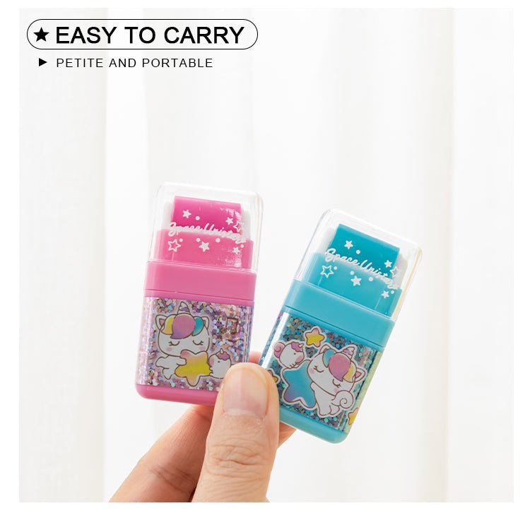 Shaving Roller Case Unicorn Pencil Eraser 2Pcs