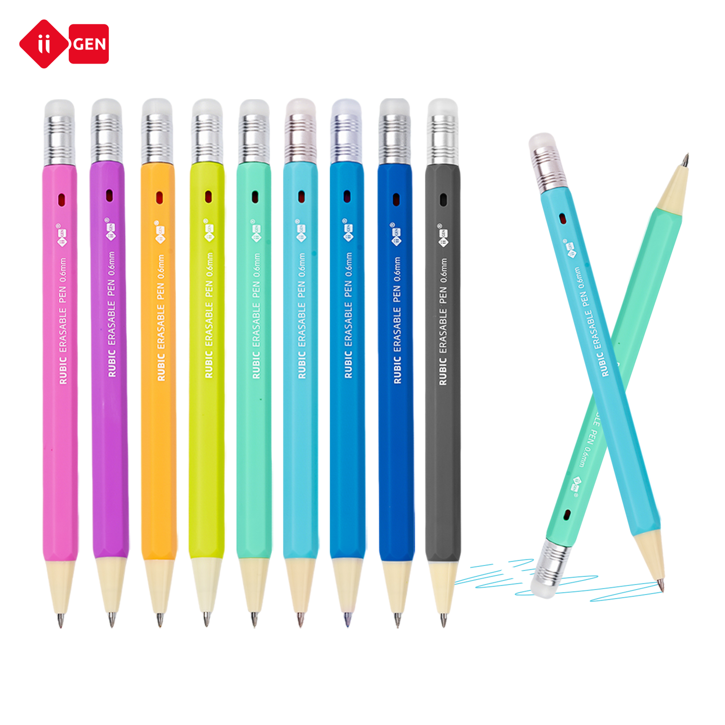 iiGEN RUBIC Erasable Gel Pens,0.6mm Retractable Twist Pens, Ergonomic Hexagonal Grip for Journaling,Drawing,School & Office Supplies,Smooth Writing for Students,Planner,teachers,nurses and artists,Holiday Gifts and Birthday Goodie Bags