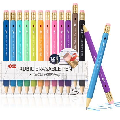 RUBIC 1.0mm Needle Tip Erasable Pens, 12/24 Colors, School & Office 1.0mm Needle Tip Bold Line, Ultra Smooth, Retractable Twist, for Drawing, Sketching, and Journaling, School & Office Supplies