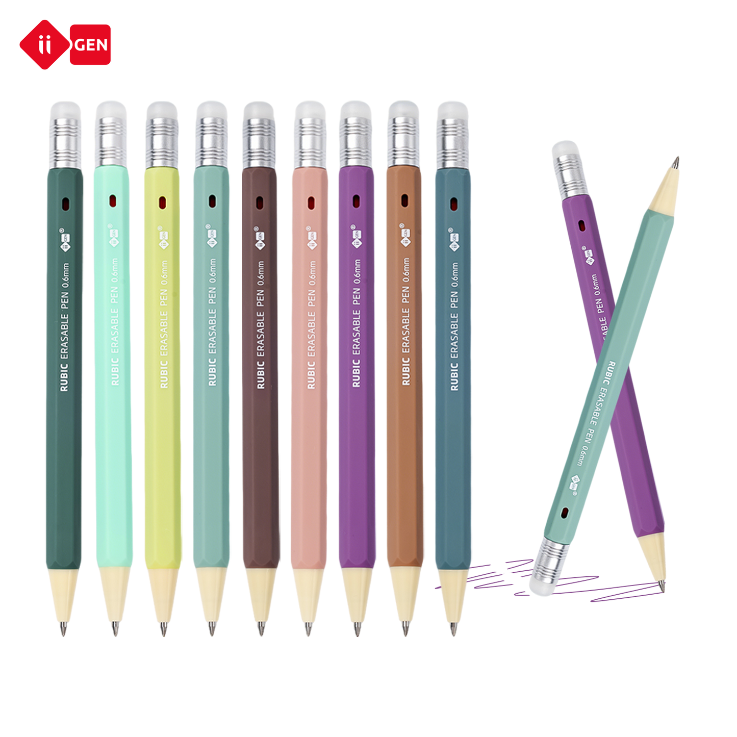 iiGEN RUBIC Erasable Gel Pens,0.6mm Retractable Twist Pens, Ergonomic Hexagonal Grip for Journaling,Drawing,School & Office Supplies,Smooth Writing for Students,Planner,teachers,nurses and artists,Holiday Gifts and Birthday Goodie Bags